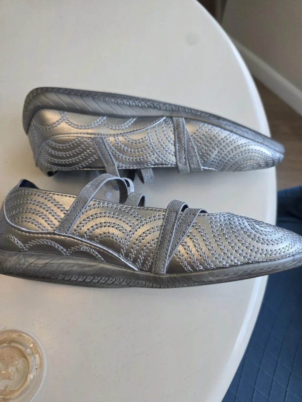 Puma Girls Silver Ballet Flats with Elastic Straps